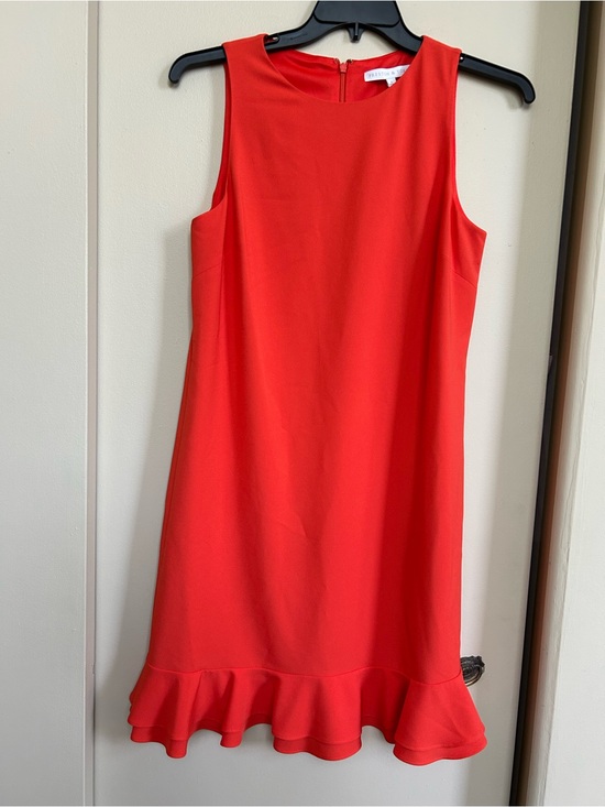 Preston & York Dresses & Skirts - Preston & York Vibrant Orange Red Sleeveless Dress with Ruffle Hem, 6